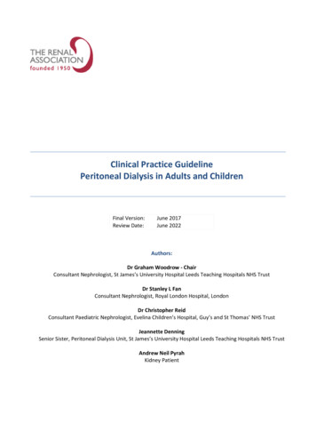 Clinical Practice Guideline Peritoneal Dialysis In Adults And Children