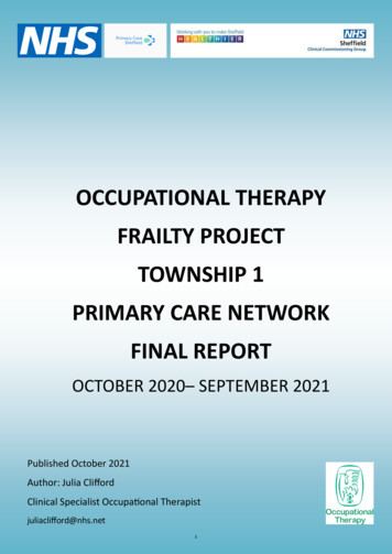OUPATIONAL THERAPY FRAILTY PROJE T TOWNSHIP 1 . - Ockham Healthcare
