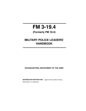 MILITARY POLICE LEADERS' HANDBOOK - Combat Index