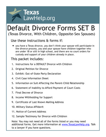 Default Divorce Forms SET B - Texas Law Help