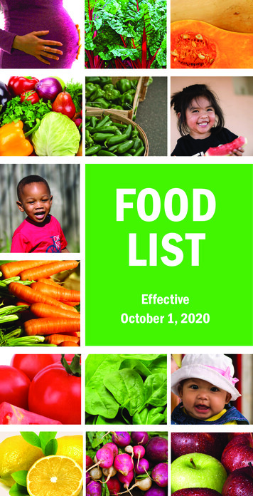 FOOD LIST - Arizona Department Of Health Services
