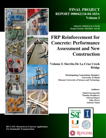 FRP Reinforcement For Concrete: Performance Assessment And New Construction