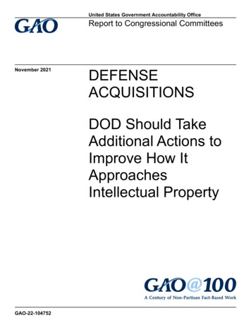 GAO-22-104752, DEFENSE ACQUISITIONS: DOD Should Take Additional Actions .