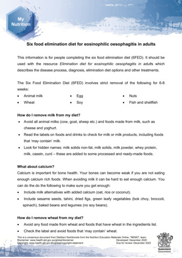 Six Food Elimination Diet For Eosinophilic Oesophagitis In Adults .