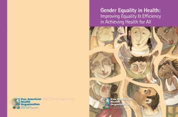 Gender Equality In Health - PAHO/WHO