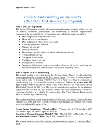 Guide To Understanding An Applicant's DD-214 For VVA Membership Eligibility