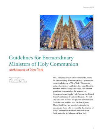 Guidelines For Extraordinary Ministers Of Holy Communion