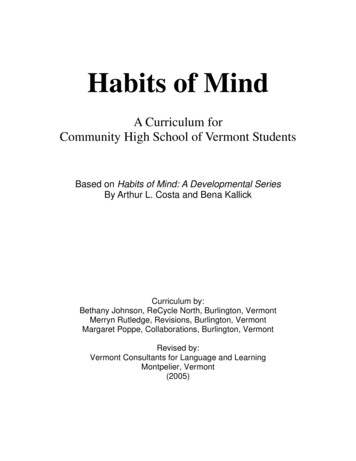 A Curriculum For Community High School Of Vermont Students