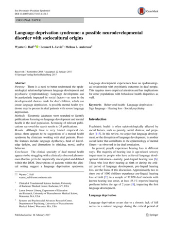 Language Deprivation Syndrome: A Possible Neurodevelopmental . - MHIT