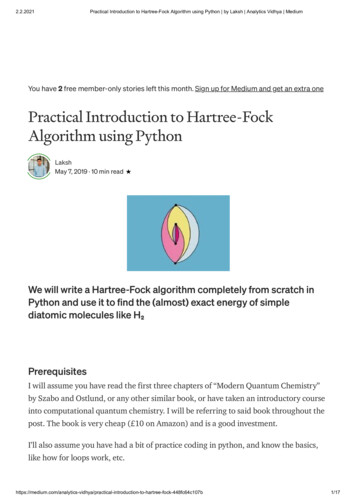 Algorithm Using Python Practical Introduction To Hartree-Fock