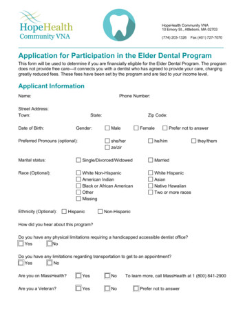 HHCVNA Elder Dental Program Application - HopeHealth