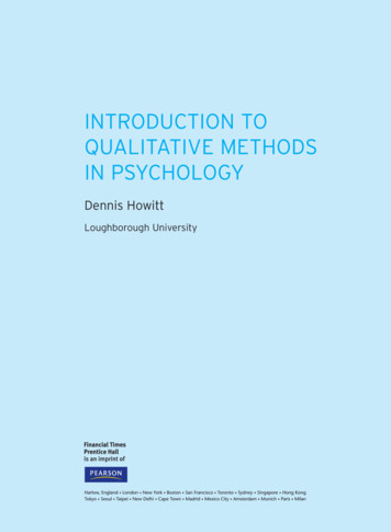 INTRODUCTION TO QUALITATIVE METHODS IN PSYCHOLOGY - Pearson