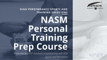 HIGH PEROFMRANCE SPORTS AND TRAINING SOLUTIONS NASM Personal Training .