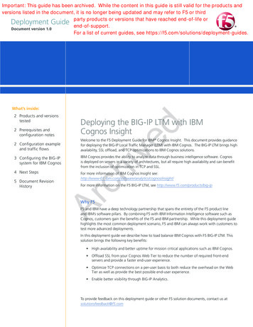 Deploying The BIG-IP LTM With IBM Cognos Insight