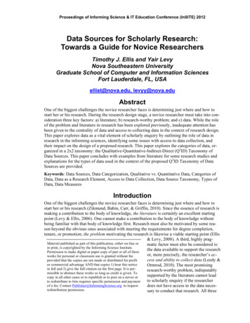 Data Sources For Scholarly Research: Towards A Guide For Novice Researchers