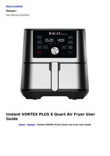 Instant VORTEX PLUS 6 Quart Air Fryer User Guide - Manuals 