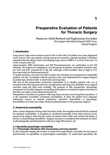 Preoperative Evaluation Of Patients For Thoracic Surgery