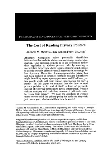 Cost Of Reading Privacy Policies, The - Ohio State University