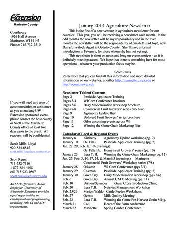 January 2014 Agriculture Newsletter - Extension Oconto County