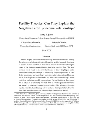 Fertility Theories: Can They Explain The Negative Fertility-Income .