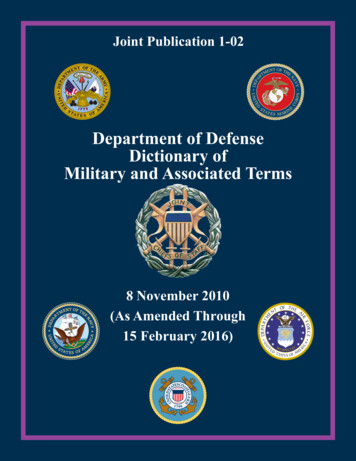 Department Of Defense Dictionary Of Military And Associated Terms