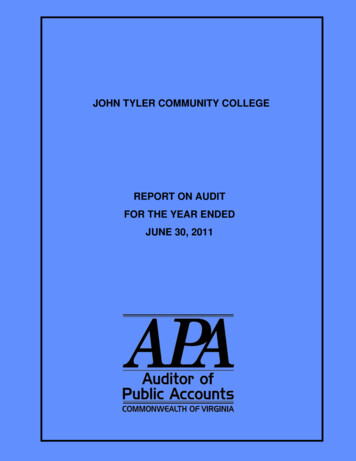 John Tyler Community College For The Year Ended June 30, 2011