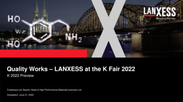 Quality Works LANXESS At The K Fair 2022