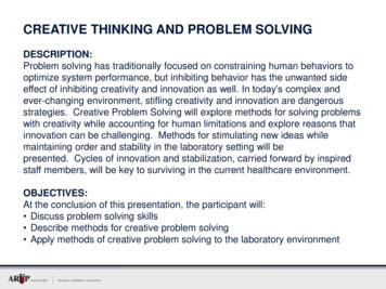 CREATIVE THINKING AND PROBLEM SOLVING - University Of Utah