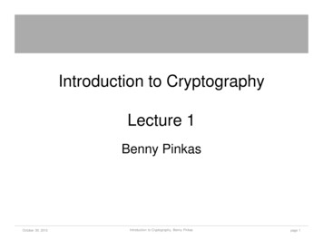 Introduction To Cryptography Lecture 1 - Pinkas