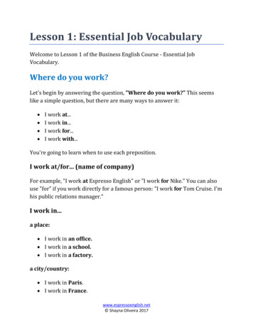 Lesson 1: Essential Job Vocabulary - Espresso English