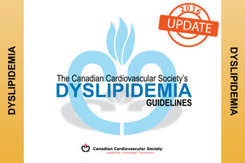 DYSLIPIDEMIA - Canadian Cardiovascular Society