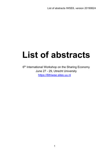 List Of Abstracts IWSE6 V6 - Universiteit Utrecht