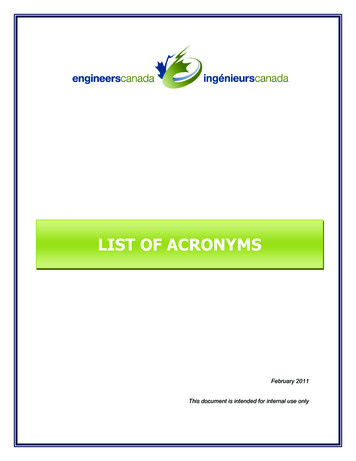 LIST OF ACRONYMS - Engineers Canada