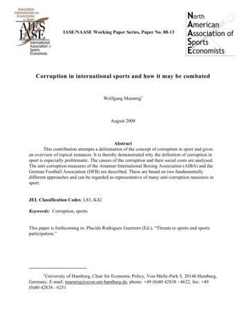 Corruption In International Sports And How It May Be Combated