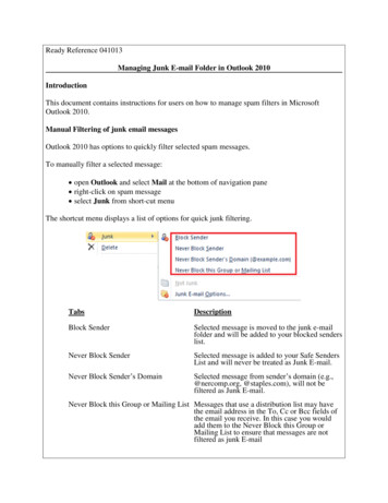 Managing Junk Email Folder In Outlook 2010 - Pace University
