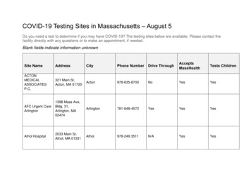 COVID-19 Testing Sites In Massachusetts - August 5