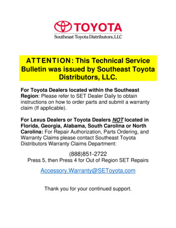 ATTENTION: This Technical Service Bulletin Was Issued By Southeast .