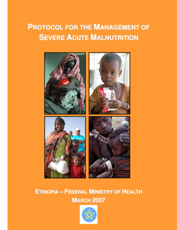 Protocol For The Management Of Severe Acute Malnutrition