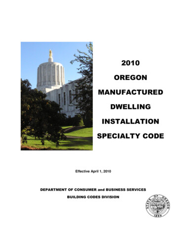 Oregon Manufactured Dwelling Installation Specialty Code
