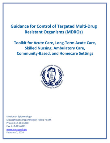Guidance For Control Of Targeted Multi-Drug Resistant Organisms (MDROs)