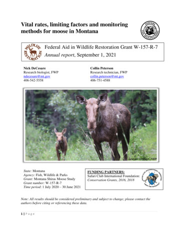 Vital Rates, Limiting Factors And Monitoring Methods For . - Montana FWP
