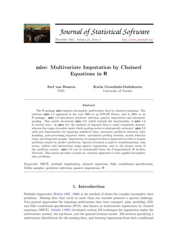 Mice: Multivariate Imputation By Chained Equations In R - ETH Z