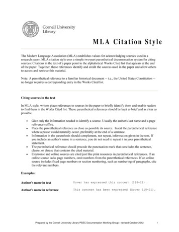 M L A Citation Style - Cornell University Library