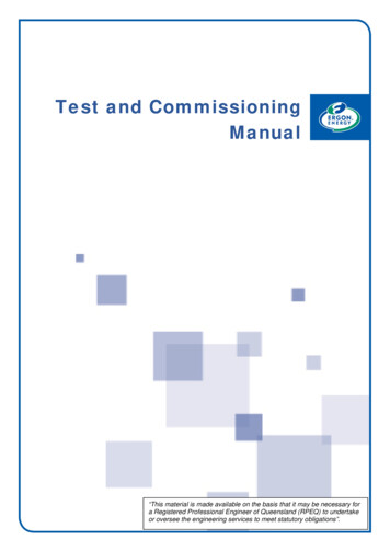 Test And Commissioning Manual - Ergon Energy