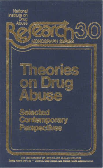 Theories On Drug Abuse - Selected Contemporary Perspectives, 30