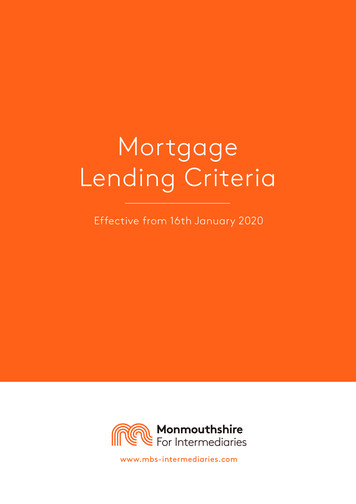 Mortgage Lending Criteria - Intermediaries