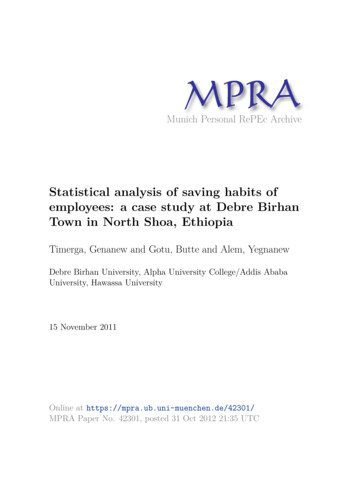 Statistical Analysis Of Saving Habits Of Employees: A Case Study At .