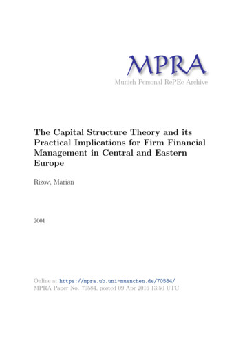 The Capital Structure Theory And Its Practical Implications For Firm .