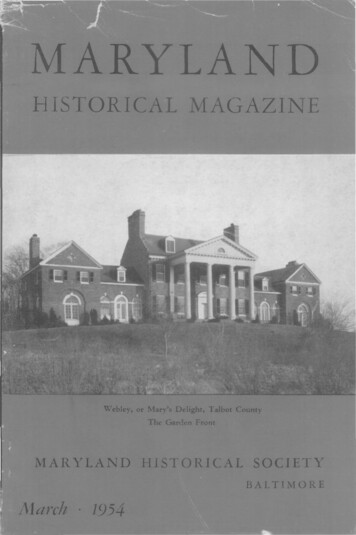 Maryland Historical Magazine, 1954, Volume 49, Issue No. 1