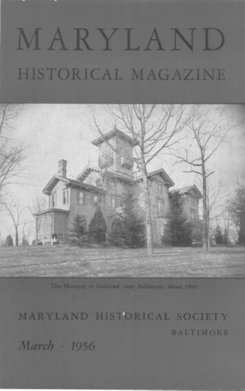 Maryland Historical Magazine, 1956, Volume 51, Issue No. 1